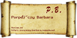 Porpáczy Barbara névjegykártya